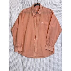 Duck Head Orange Stripe Wrinkle Free Button Down Men's Large 16-16.5
